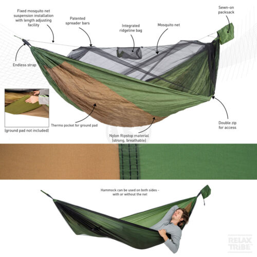 Adventure Hero XXL: [1p] Portable Hammock+Anti-bugs Net+Thermal pocket [Outdoor/Camping] - Image 3