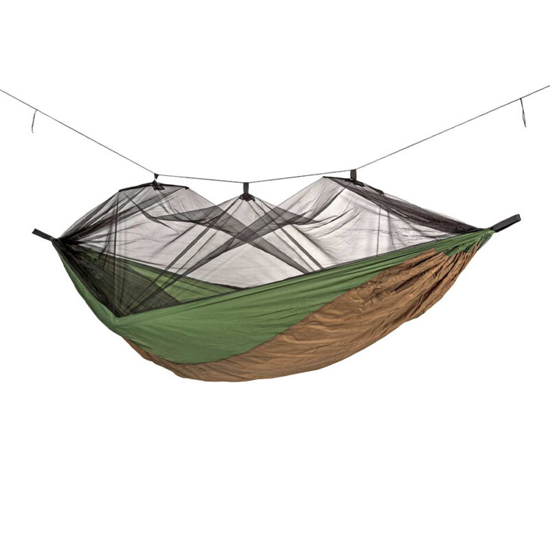 Adventure Moskito Thermo: [1p] Portable Travel Hammock+Anti-bugs Net [Outdoor/Camping] Brown+Green