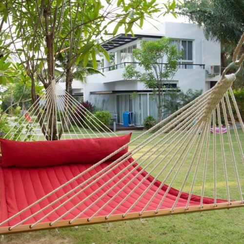 Alabama Red Pepper: [2p-K] XXL Weatherproof Padded-Hammock w/ Bars+Pillow [FSC Wood/Home&Garden] - Image 4