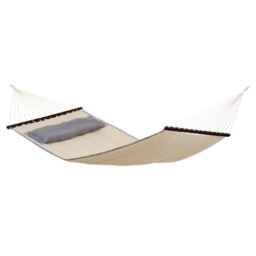 American Dream Sand: [1-2p] XL Padded-Hammock with Bars+Pillow [Beige+Grey]
