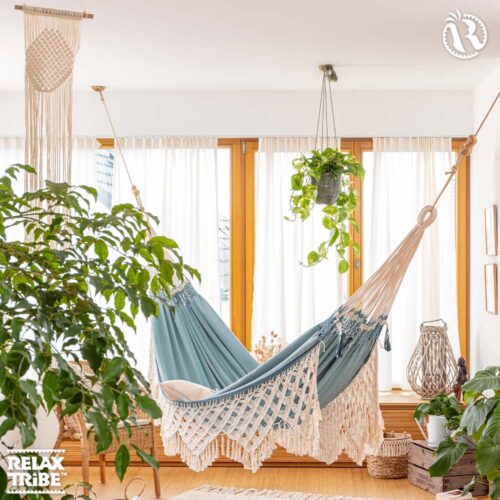 Bossanova Fjord: [2-3p] XXL Brazilian Eco-Hammock w/ Fringes [100%Organic Cotton] Handmade - Image 3