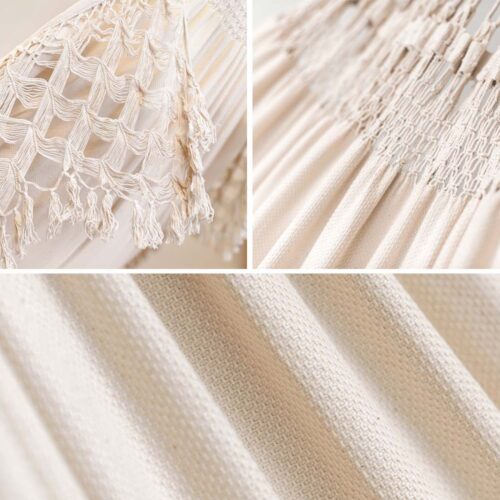Bossanova Latte: [2-3p] XXL Brazilian Eco-Hammock w/ Fringes [100%Organic Cotton] Handmade - Image 5