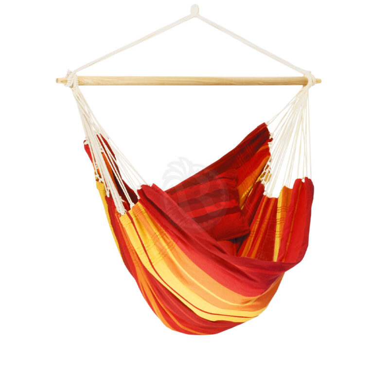 Brasil Gigante Lava: [2-3p] XXL Lounger/Hammock Chair [Recycled Cotton+FSC Wood] Handmade [Multicolor+Red]