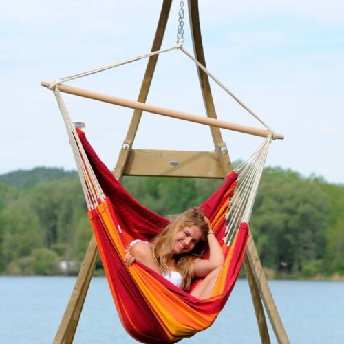 Brasil Gigante Lava: [2-3p] XXL Lounger/Hammock Chair [Recycled Cotton+FSC Wood] Handmade - Image 3