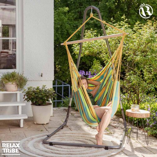 Brasil Lemon: [1-2p] XL Hammock Chair [Recycled Cotton+FSC Wood] Handmade - Image 3