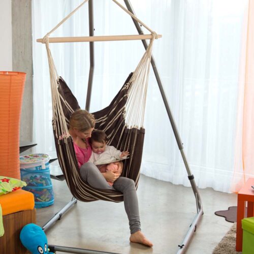 Brasil Mocca: [1-2p] XL Hammock Chair [Recycled Cotton+FSC Wood] Handmade - Image 4