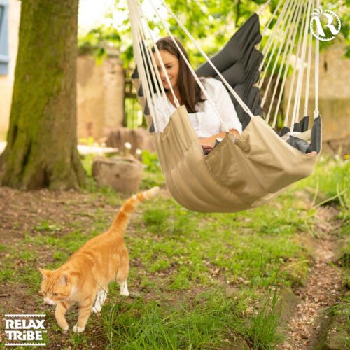 California Sand: [1p] Lounger Hanging Chair [100%Cotton+FSC Wood] padded - Image 4