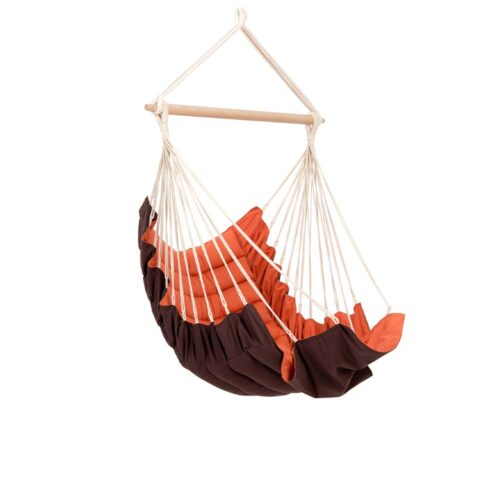 California Terracotta: [1p] Lounger Hanging Chair [100%Cotton+FSC Wood] padded [Orange+Brown]