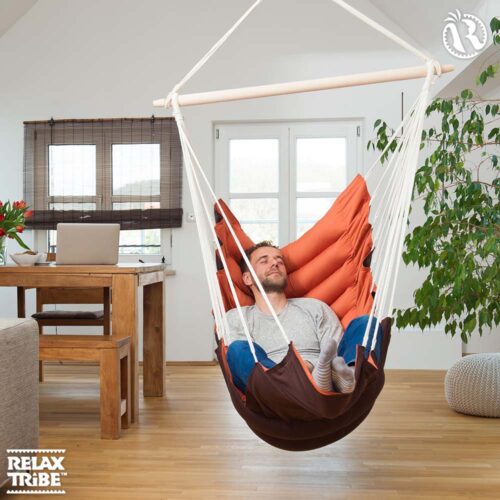 California Terracotta: [1p] Lounger Hanging Chair [100%Cotton+FSC Wood] padded - Image 3