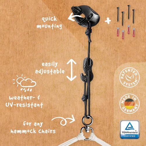 CasaMount Black: Multi-purpose Hanging Kit for Hammock-Chairs [All-included] Home&Garden - Image 3