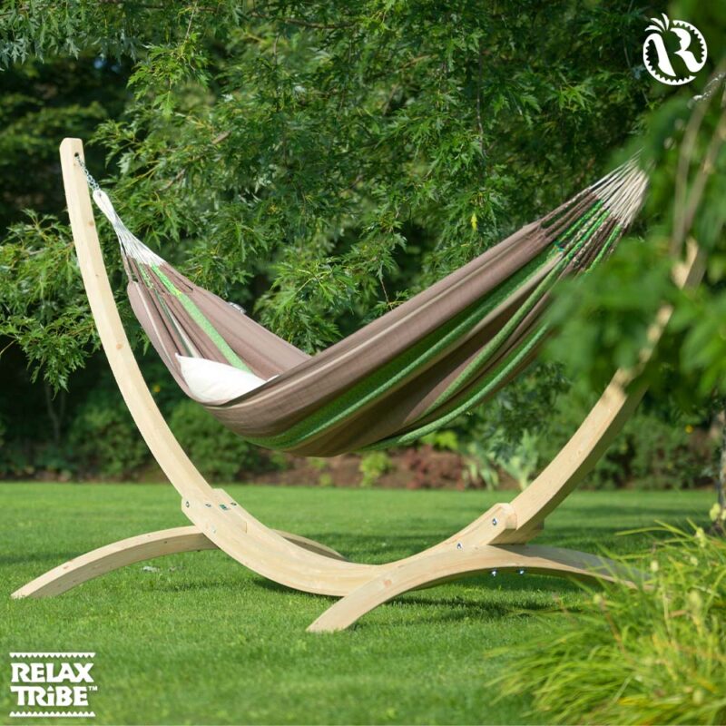 Ecomundy Romance XL 380 - Double Hammock with Fringes - fashion premium quality - green - Handcrafted - Sustainable - Organic Cotton - GOTS