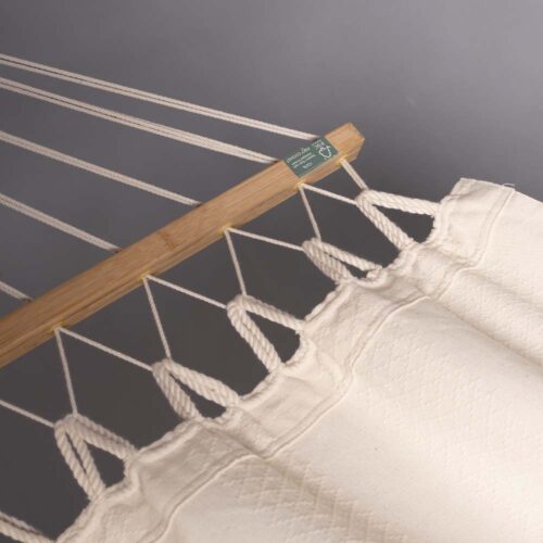 Florencia Latte: XL Eco-Hammock w/ Bars [100%Organic Cotton/FSC Wood] Handmade - Image 3