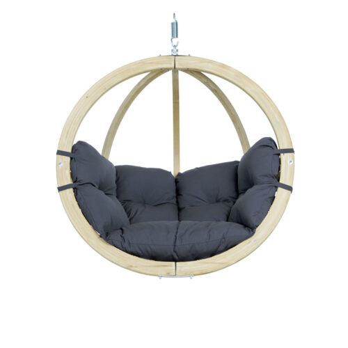 Globo Chair Anthracite: [1p] Home&Garden Hanging Chair [FSC Wood]+Cushion [Weatherproof] Dark Grey