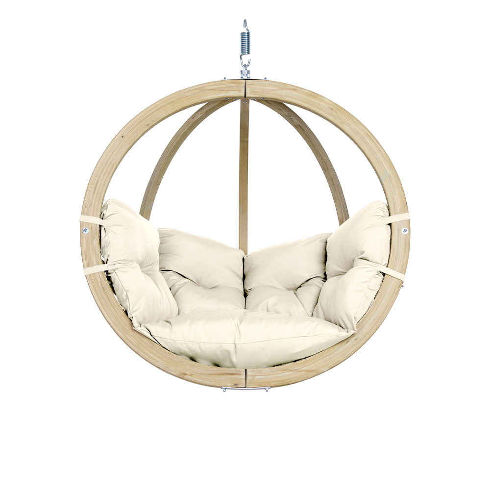 Globo Chair Natura: [1p] Home&Garden Hanging Chair [FSC Wood]+Cushion [Weatherproof]