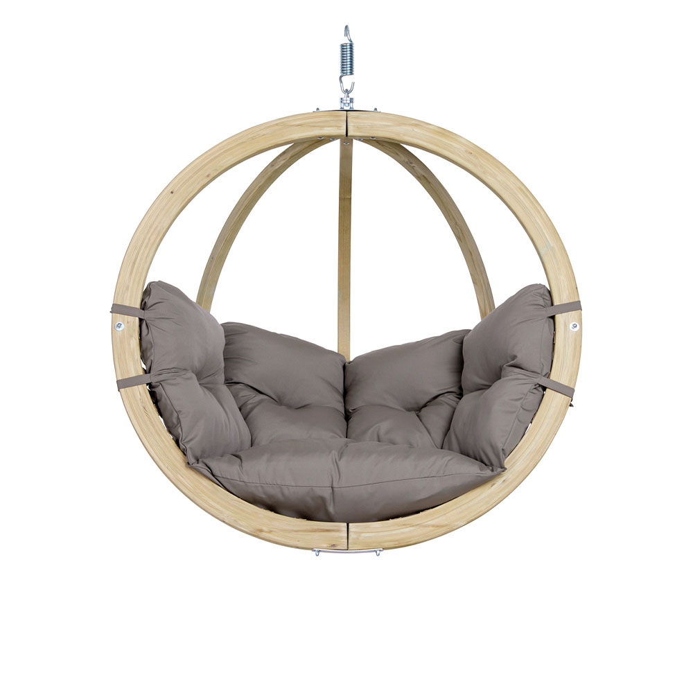 Globo Chair Taupe: [1p] Home&Garden Hanging Chair [FSC Wood]+Cushion [Weatherproof]