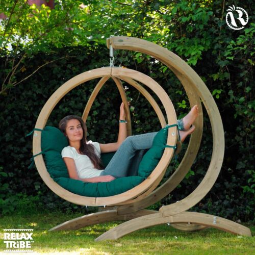 Globo Chair Verde: [1p] Home&Garden Hanging Chair [FSC Wood]+Cushion [Weatherproof] - Image 3