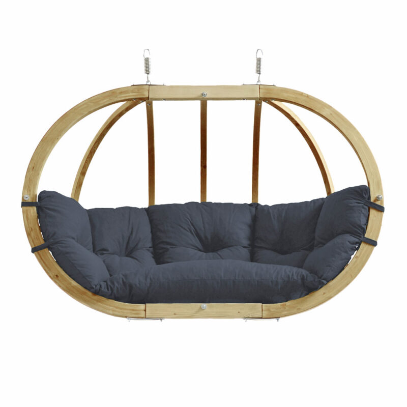 Globo Royal Chair Anthracite: [2/3p] Home&Garden XL Hanging Sofa [FSC Wood]+Cushion [Weatherproof] Dark Grey