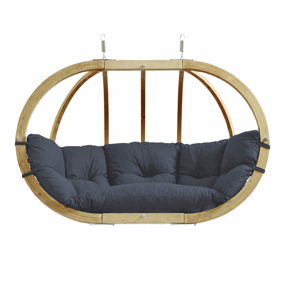 Globo Royal Chair Anthracite: [2/3p] Home&Garden XL Hanging Sofa [FSC Wood]+Cushion [Weatherproof]
