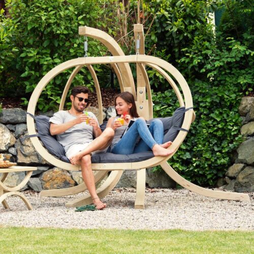 Globo Royal Chair Anthracite: [2/3p] Home&Garden XL Hanging Sofa [FSC Wood]+Cushion [Weatherproof] - Image 4