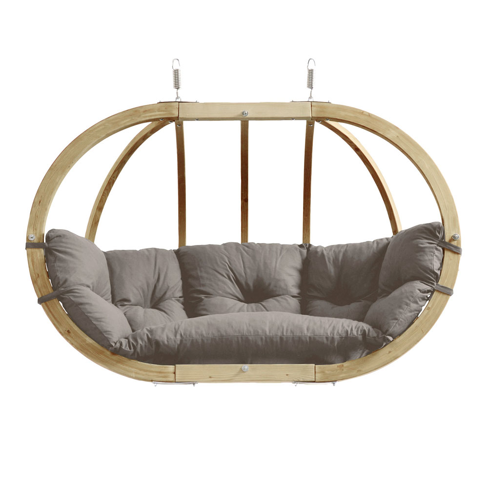 Globo Royal Chair Taupe: [2/3p] Home&Garden XL Hanging Sofa [FSC Wood]+Cushion [Weatherproof]