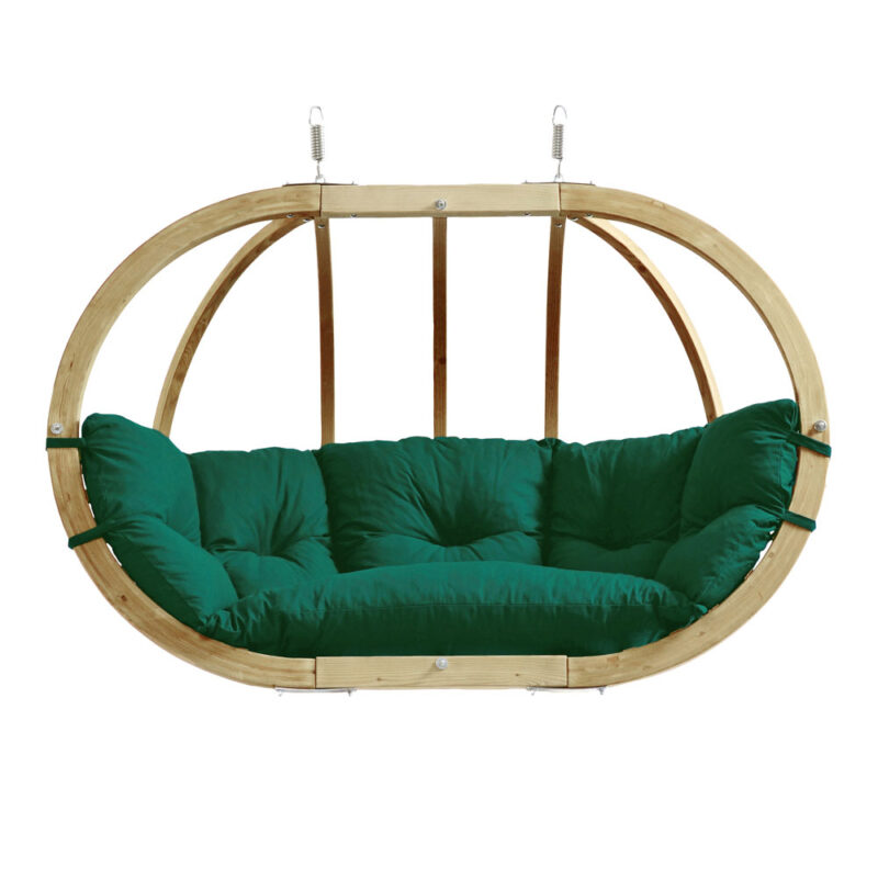 Globo Royal Chair Verde: [2/3p] Home&Garden XL Hanging Sofa [FSC Wood]+Cushion [Weatherproof] Green