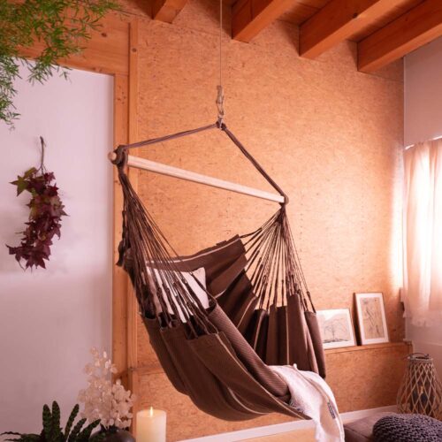 Habana Chocolate: [2p-K] XL Eco-Lounger Hammock Chair [100%Organic Cotton+FSC Wood] Handmade - Image 4
