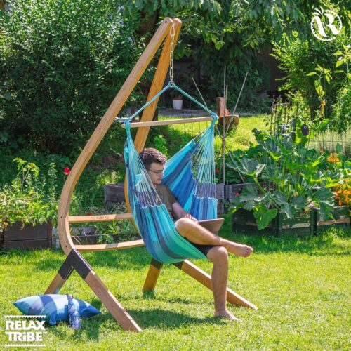 Habana Lagoon: Eco-Lounger Hammock Chair [100%Organic Cotton+FSC Wood] Handmade - Image 3