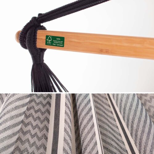 Habana Zebra: Eco-Lounger Hammock Chair [100%Organic Cotton+FSC Wood] Handmade - Image 4