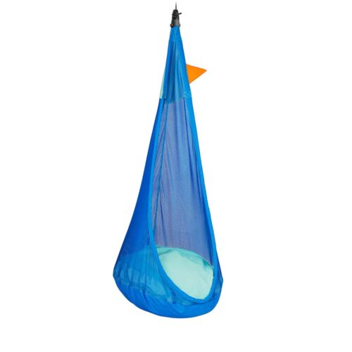 Joki Air Moby: Kids Hanging Nest-Chair [Weatherproof] w/ Suspension+Pillow [Blue+Light Turquoise]
