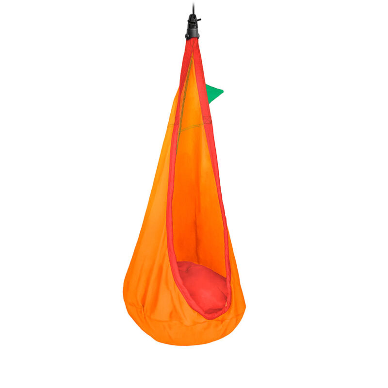 Joki Foxy: Kids Hanging Nest-Chair [100%Organic Cotton] w/ Suspension+Pillow [Orange+Red]