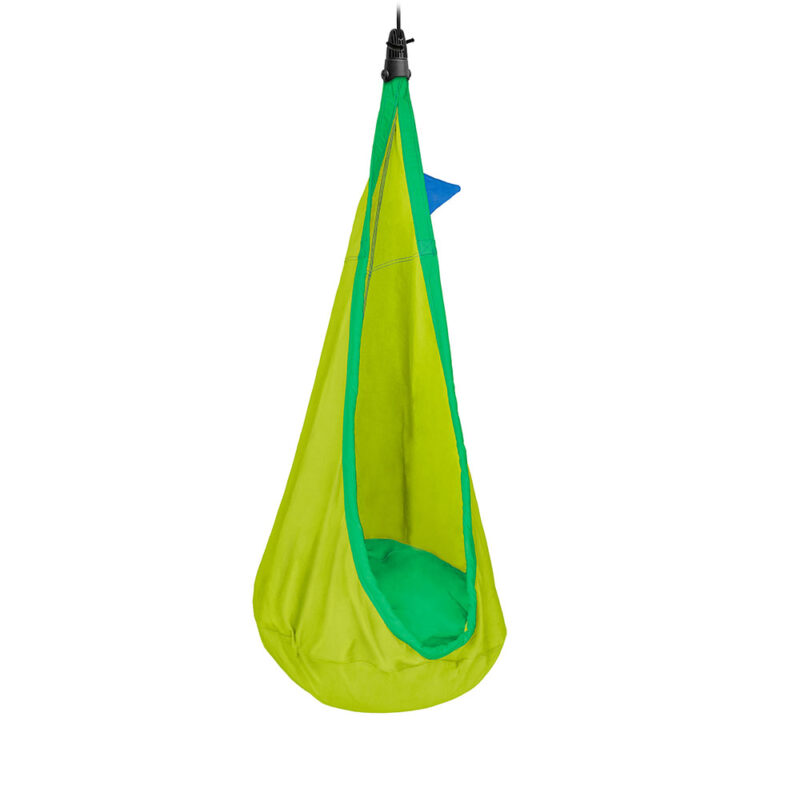 Joki Froggy: Kids Hanging Nest-Chair [100%Organic Cotton] w/ Suspension+Pillow [Lime+Green]
