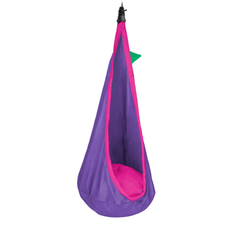Joki Lilly: Kids Hanging Nest-Chair [100%Organic Cotton] w/ Suspension+Pillow [Purple+Pink/Fuchsia]