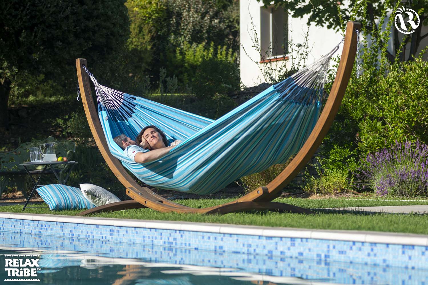 modesta-azure-eco-hammock-pure-organic-cotton-handmade-turquoise-blue-tones-patterns-garden-pool-wood-stand