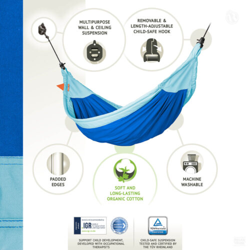 Moki Dolphy: Kids Hammock [100%Organic Cotton] w/ Suspension [max.80kg/TÜV certified] - Image 3