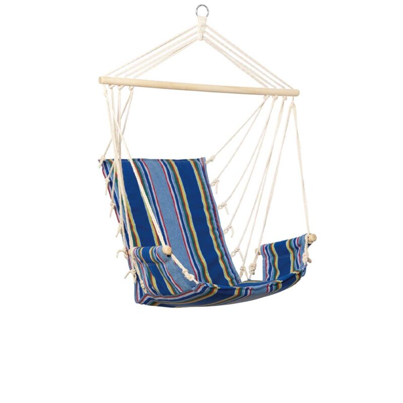 Palau Ocean: [1p] Padded-Hammock Chair with Armrests [Recycled Cotton] Multicolor+Blue