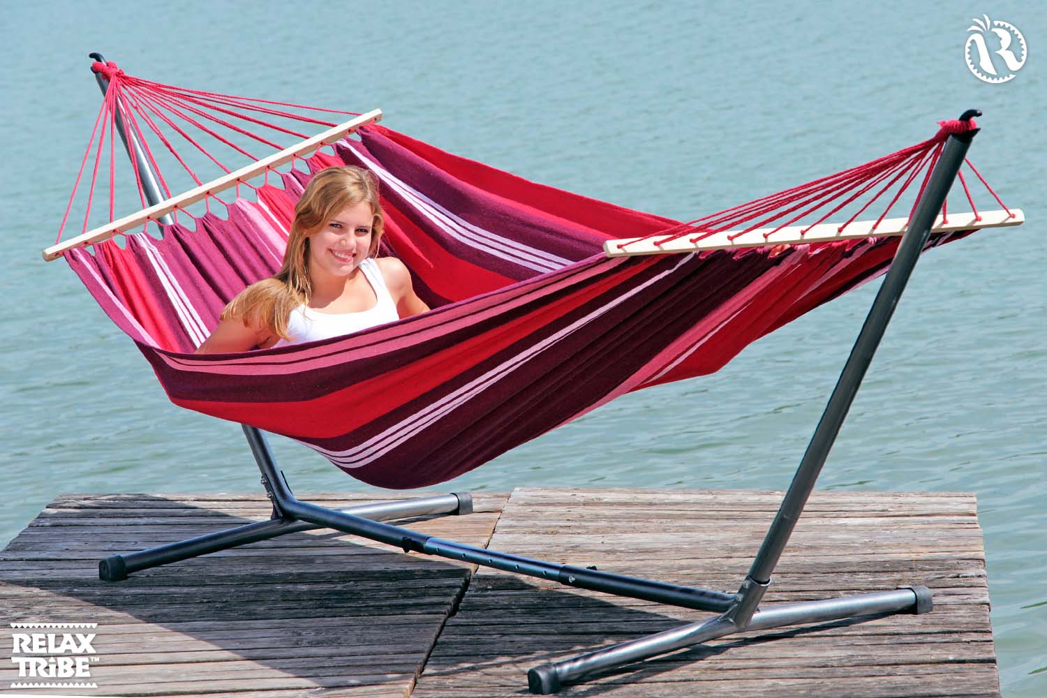 samba-fuego-double-xl-weatherproof-hammock-with-bars-red-bordeaux-outdoor-metal-stand