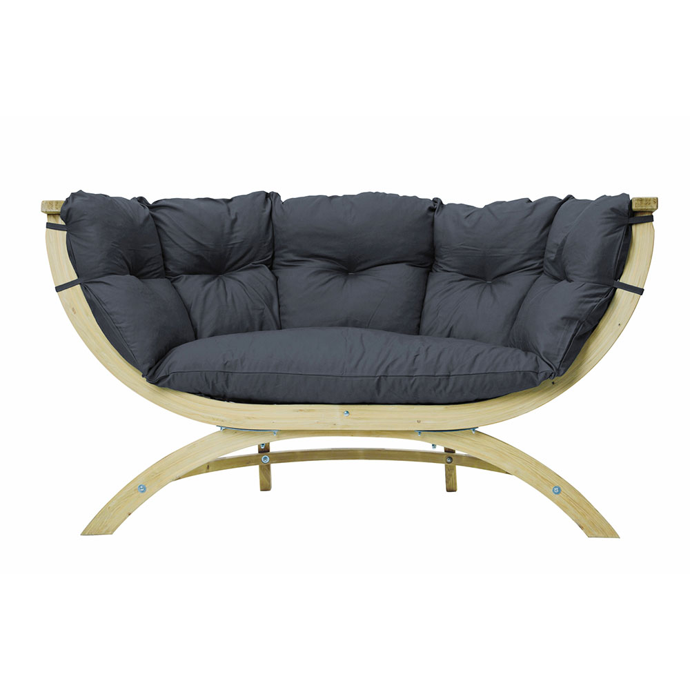 Siena Due Anthracite: [2/3p] Home & Garden XL Lounge Sofa [FSC Wood]+Cushion [Weatherproof]
