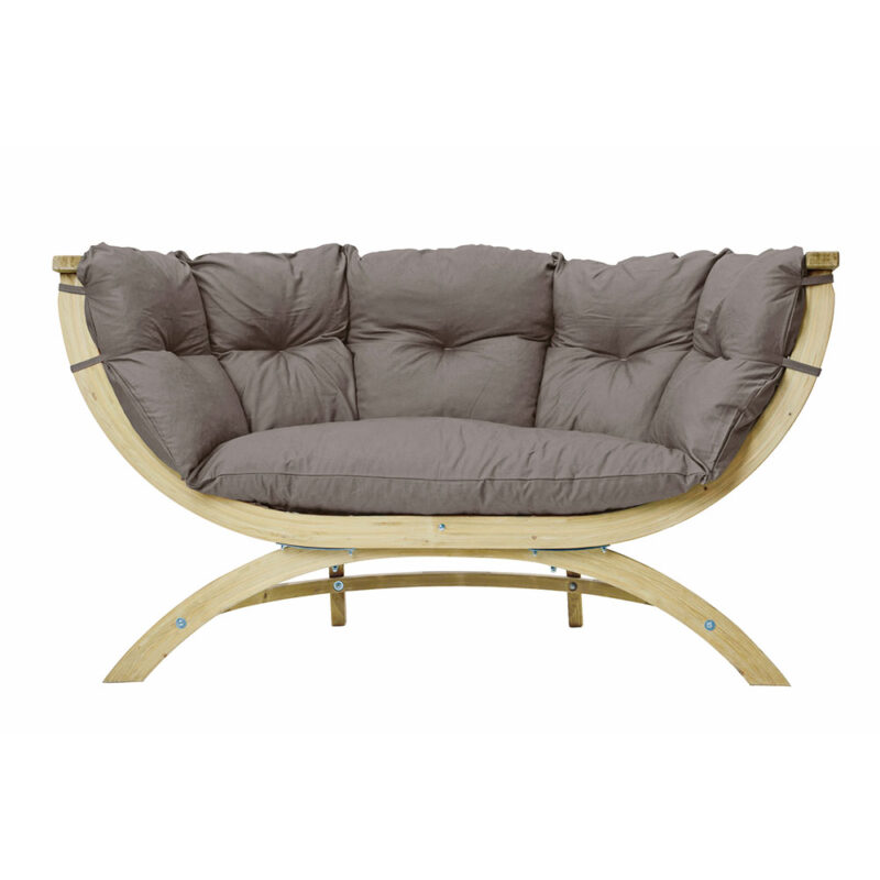 Siena Due Taupe: [2/3p] Home & Garden XL Lounge Sofa [FSC Wood]+Cushion [Weatherproof] Light Grey/Taupe