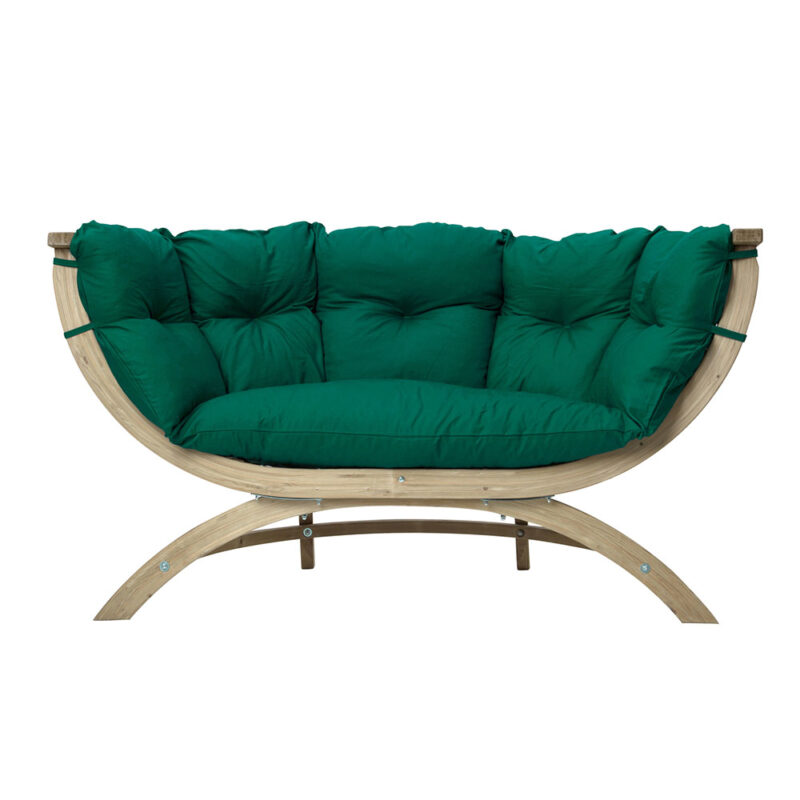 Siena Due Verde: [2/3p] Home & Garden XL Lounge Sofa [FSC Wood]+Cushion [Weatherproof] Green