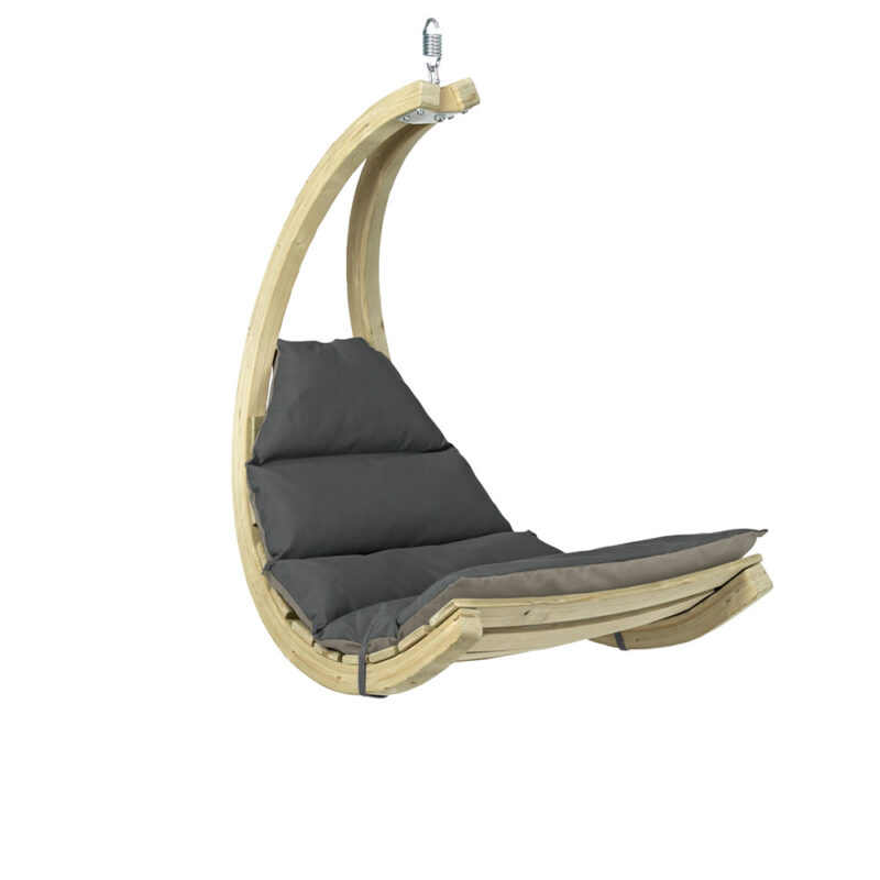 Swing Chair Anthracite: [1p] Weatherproof Hanging Chair [FSC Wood] with Mattress /Home&Garden [Taupe+Grey]