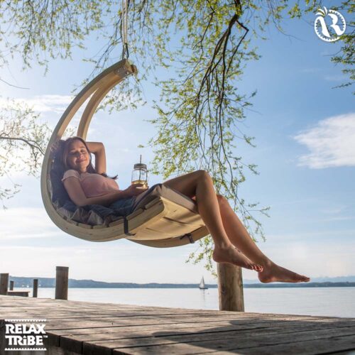 Swing Chair Anthracite: [1p] Weatherproof Hanging Chair [FSC Wood] with Mattress /Home&Garden - Image 3