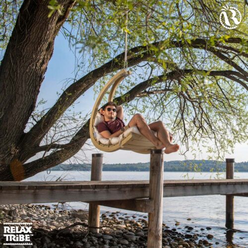 Swing Chair Creme: [1p] Weatherproof Hanging Chair [FSC Wood] with Mattress /Home&Garden - Image 3