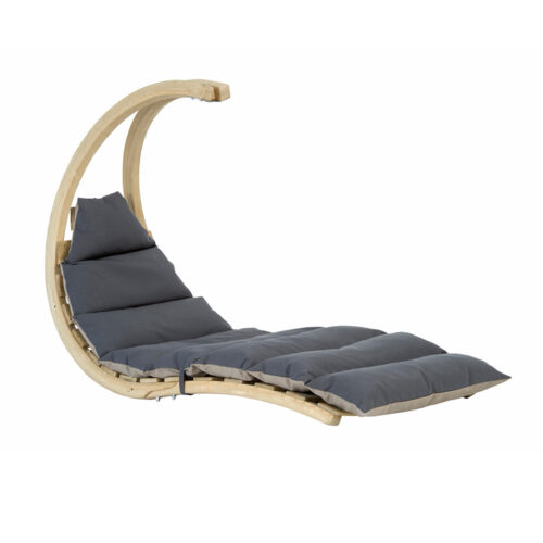 Swing Lounger Anthracite: [1p] Weatherproof Hanging Recliner/Sunbed [FSC Wood] with Mattress /Home&Garden [Taupe+Grey]