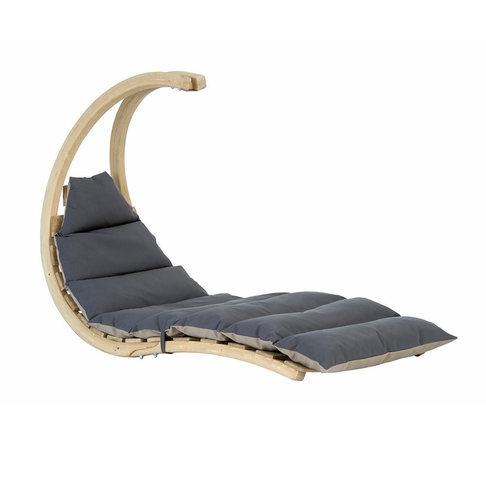 Swing Lounger Anthracite: [1p] Weatherproof Hanging Recliner/Sunbed [FSC Wood] with Mattress /Home&Garden
