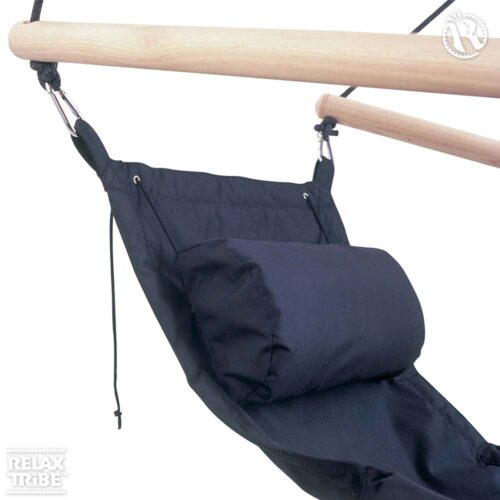 Swinger Black: [1p] Weatherproof Hanging Armchair w/ Footrest+Pillow [Home&Garden] - Image 3