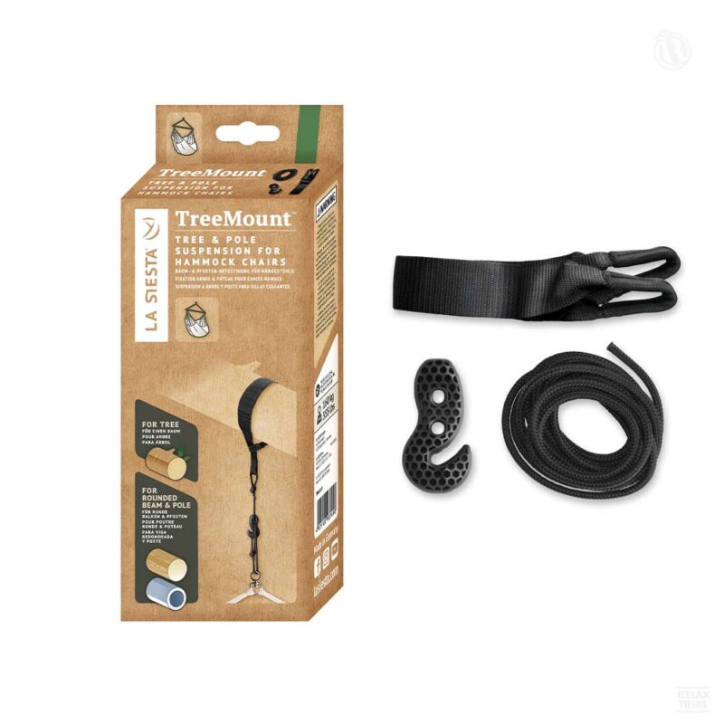 TreeMount Black: Easy-Adjust. Hanging Kit for Hammock-Chairs [Pole+Tree-Friendly] Home&Garden
